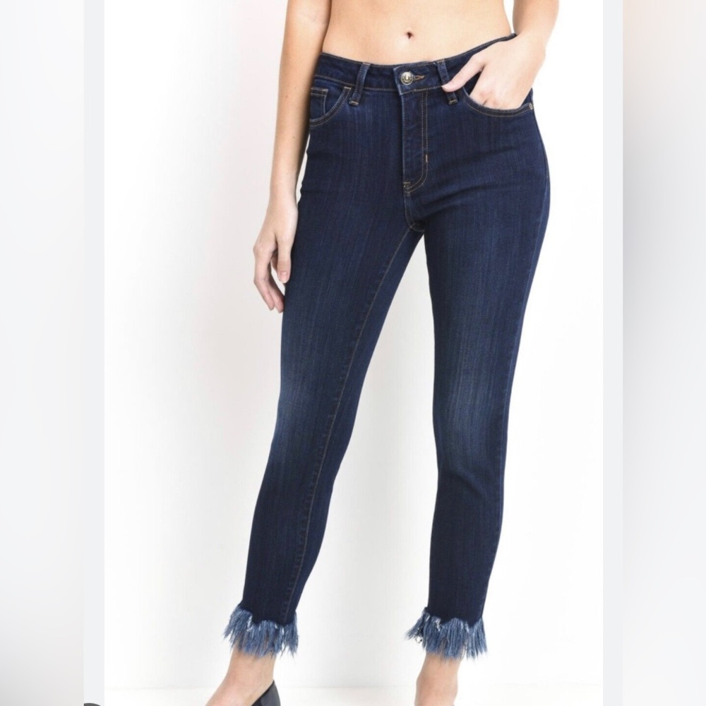 #254 Just Black Denim Straight Leg w/Fringe Hem Jeans size 26